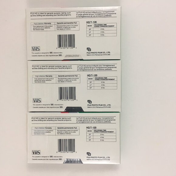 3 Fuji HQ-120 VHS Sealed New Video Cassette Tapes - Picture 4 of 4